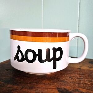 Retro Soup Mug with Brown and Orange Accents